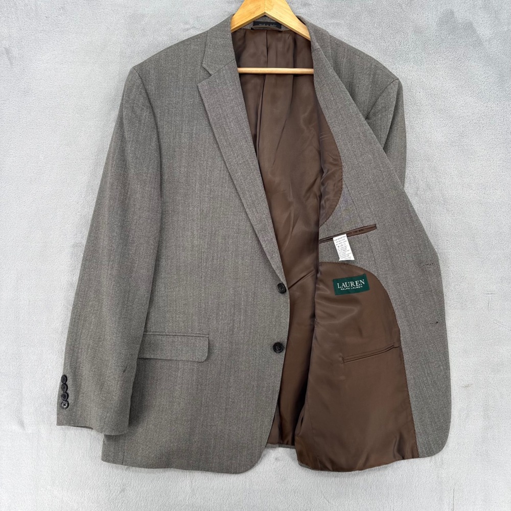 Lauren Ralph Lauren Mens Brown Silk Wool Blend Two Button Blazer Sport Coat 42R